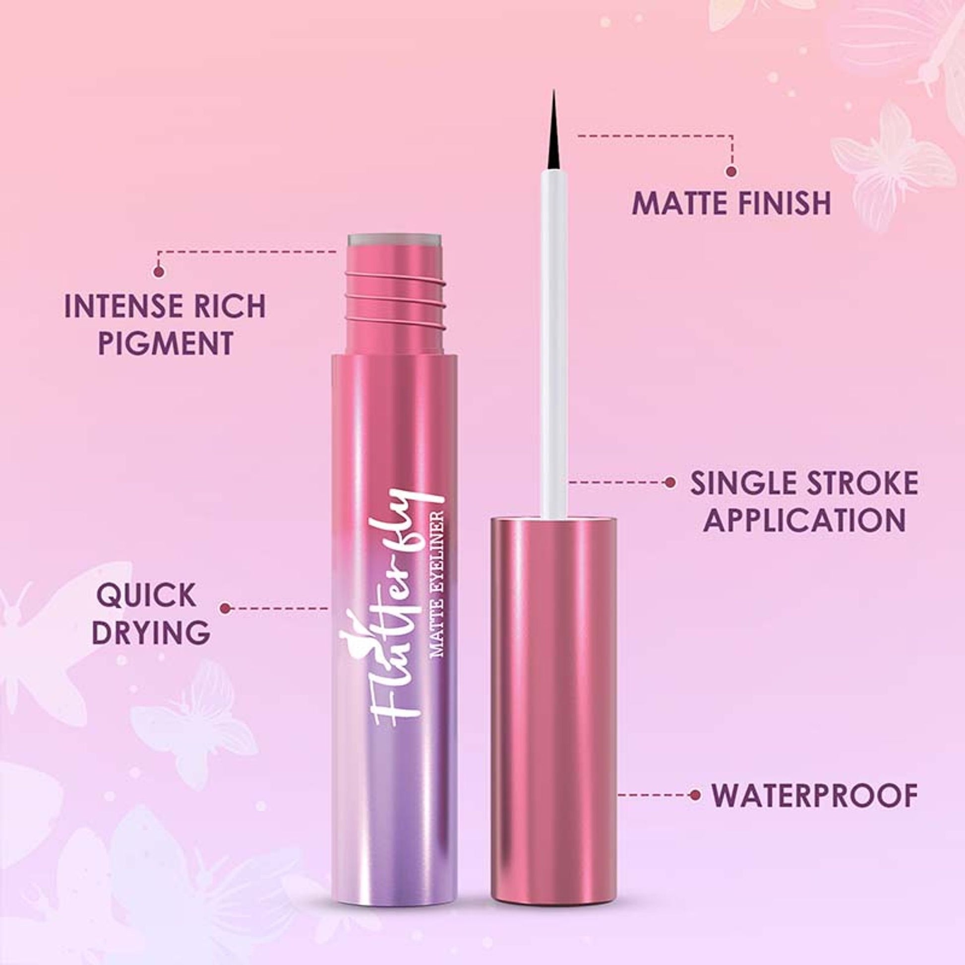 GLAM21 Flutterfly Matte Eyeliner - Black