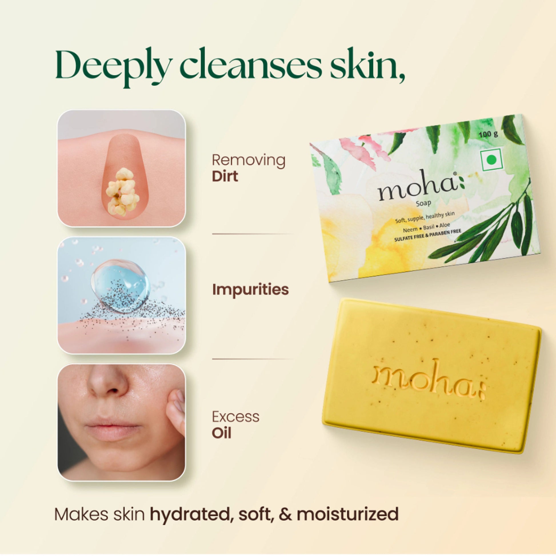 Moha Nourishing Herbal Soap Removes Blackheads And Pigmentation For Smooth Skin