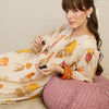 Dhiyona IE Floral Printed Pleated V-Neck Pure Cotton A-Line Kurta With Trousers