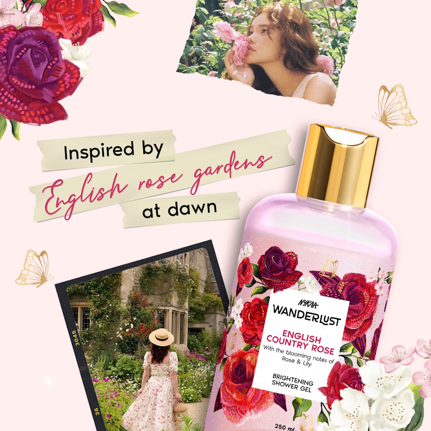 Nykaa Wanderlust Perfume Shower Gel - Hydrating, Relaxing & Cleansing - English Country Rose