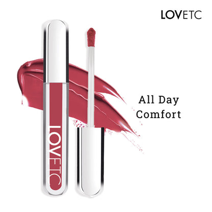 LOVETC Bear Hug Zero Gravity Lip Crème with hyaluronic acid, longwear and transfer-proof lipstick in a sleek tube.