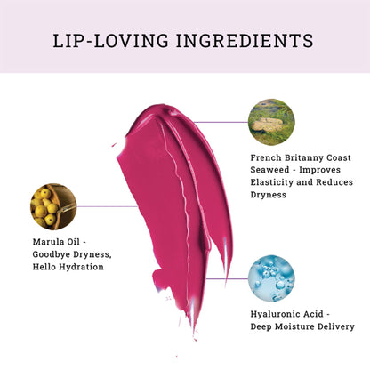 LOVETC Zero Gravity Lip Crème with hyaluronic acid, longwear transfer-proof lipstick in fiery red shade, showing smooth, matte finish.
