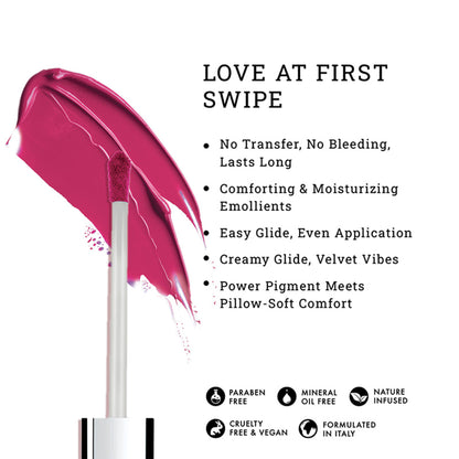 LOVETC Zero Gravity Lip Crème in Fire Up, longwear transfer-proof lipstick with hyaluronic acid, shown in a vibrant red shade.