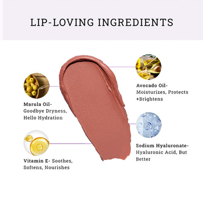 LOVETC High Definition Matte Lipstick in Princess Treatment with transfer-proof, non-drying formula, shown in a sleek lipstick tube.