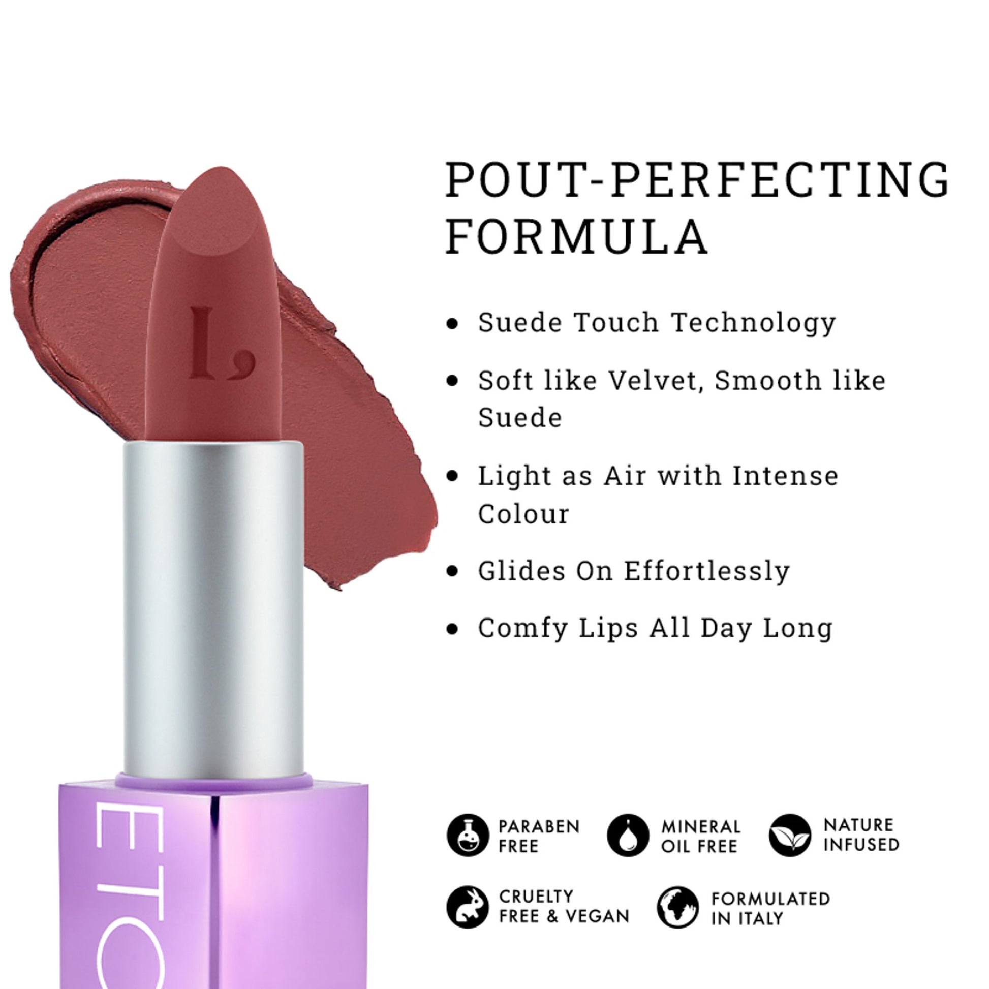 LOVETC High Definition Matte Lipstick, Transfer-Proof & Non-Drying - Gossip Glow