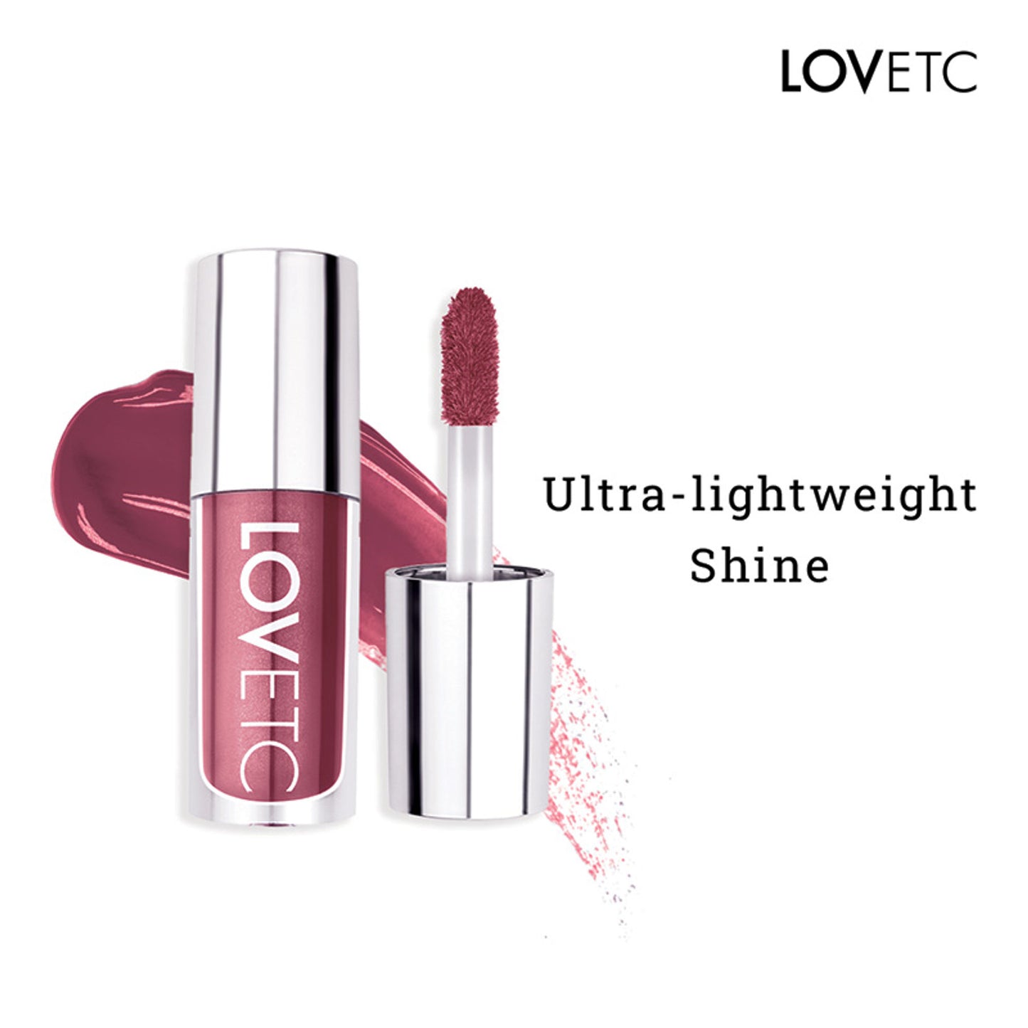 LOVETC High Glaze Tinted Lip Gloss, Mirror Shine, Non-Sticky, Hyaluronic Acid - Mauve Miracles