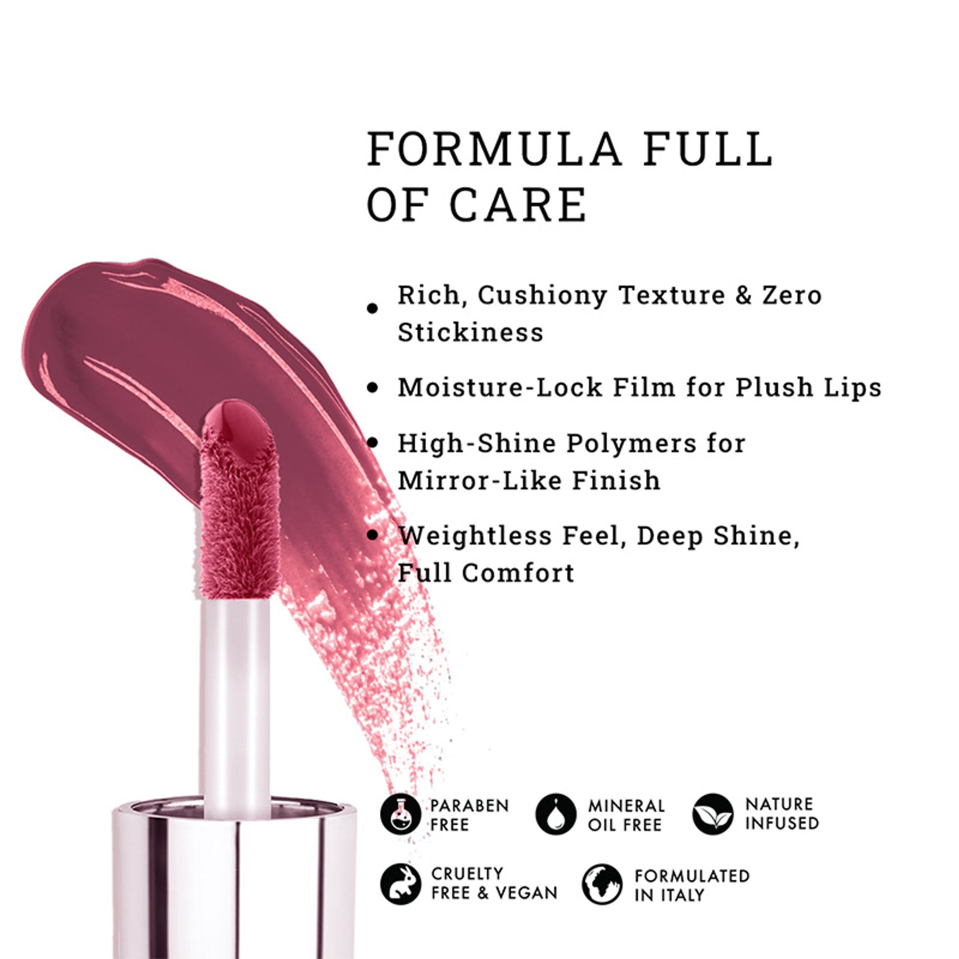 LOVETC High Glaze Tinted Lip Gloss, Mirror Shine, Non-Sticky, Hyaluronic Acid - Mauve Miracles