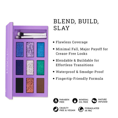 LOVETC Eyeshadow Palette With Brush, 9-in-1 Shades, Water & Smudge Proof - Space Case