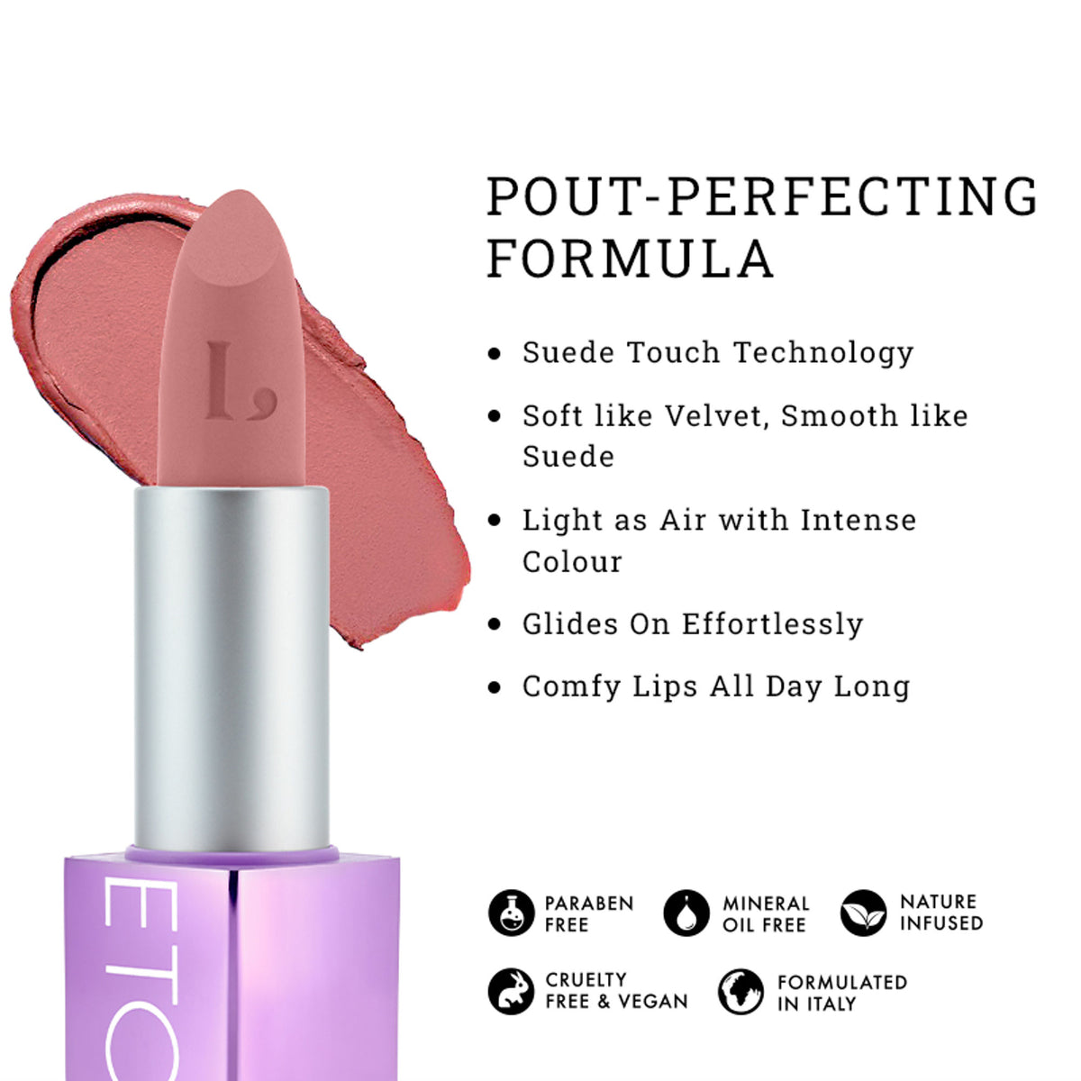 LOVETC Detox Queen high definition matte lipstick, transfer-proof and non-drying, shown in sleek tube with vibrant shade.
