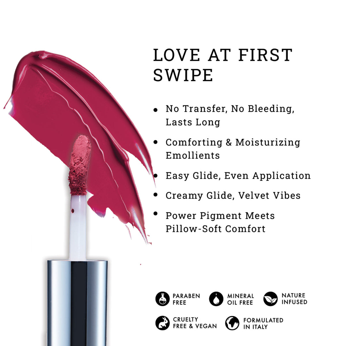 LOVETC Zero Gravity Mini Lip Crème with hyaluronic acid, longwear, transfer-proof lipstick in a compact tube.
