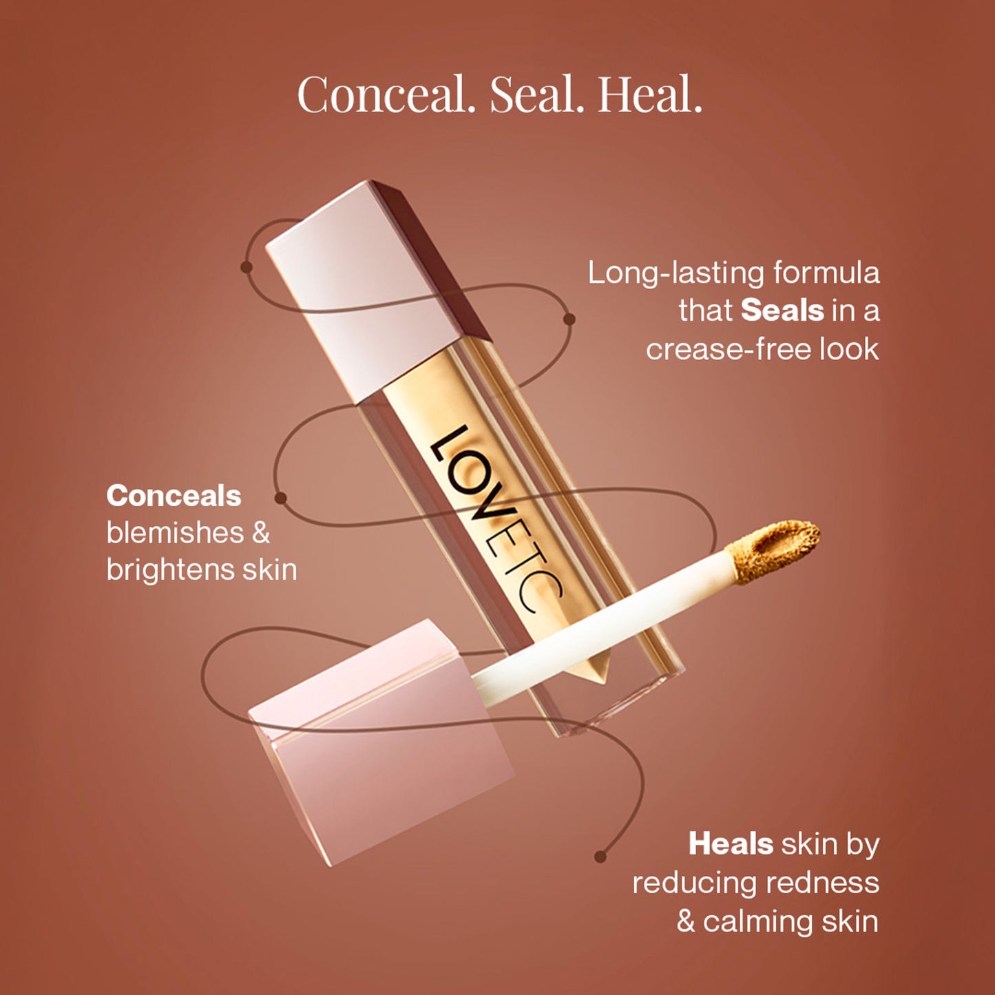 LOVETC Creamy Comfort Concealer, Full Coverage, Crease-Resistant, Ceramides - Cookie Crumble