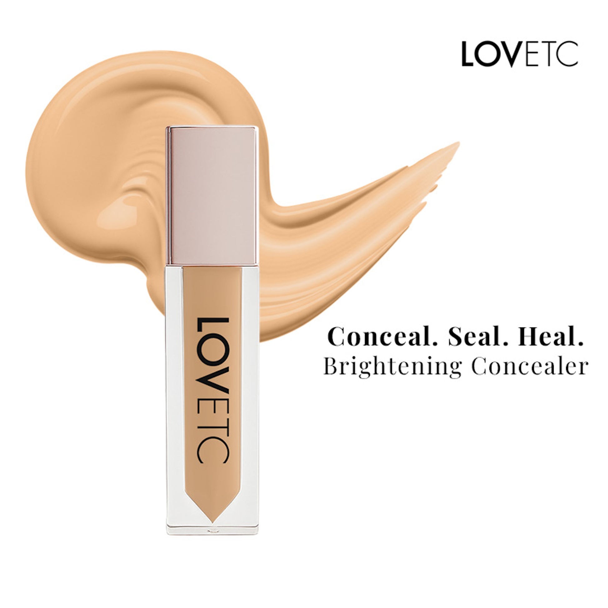 LOVETC Creamy Comfort Concealer, Full Coverage, Crease-Resistant, Ceramides - Honey Glaze