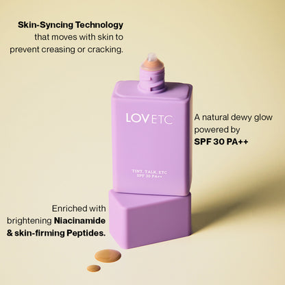 LOVETC Radiant Glow Hydrating Skin Tint SPF 30 PA++, With Niacinamide & Peptides - Medium