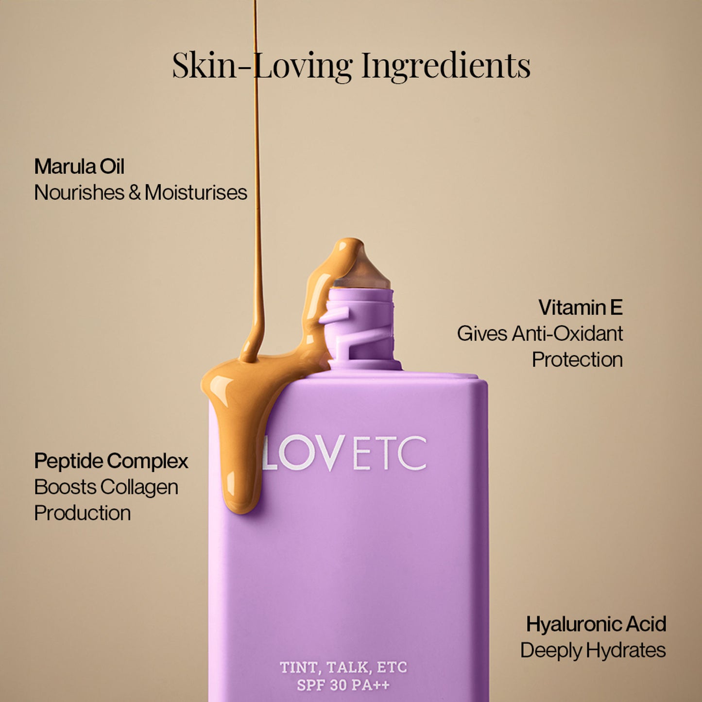 LOVETC Radiant Glow Hydrating Skin Tint SPF 30 PA++, With Niacinamide & Peptides - Medium