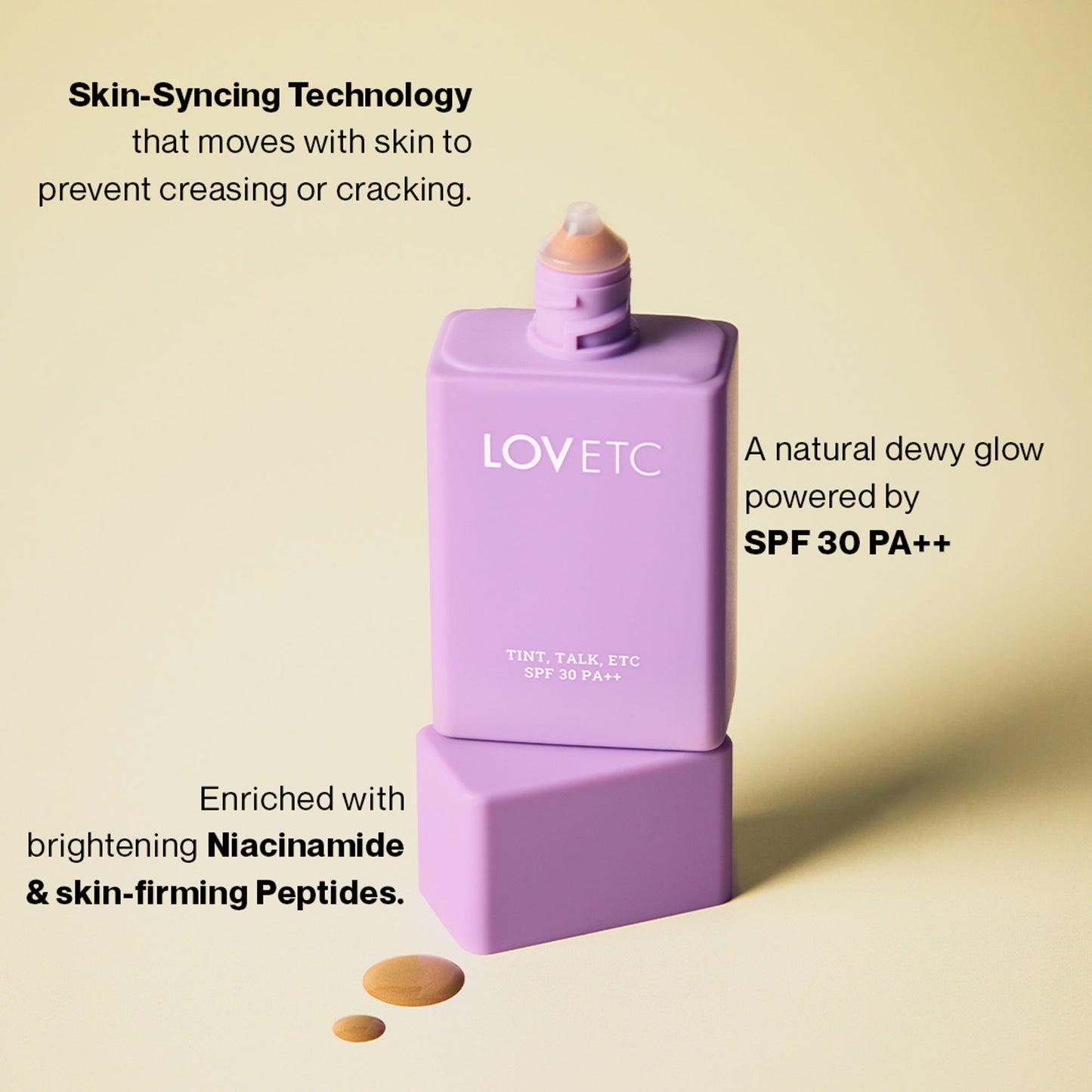 LOVETC Radiant Glow Hydrating Skin Tint SPF 30 PA++, With Niacinamide & Peptides - Tan