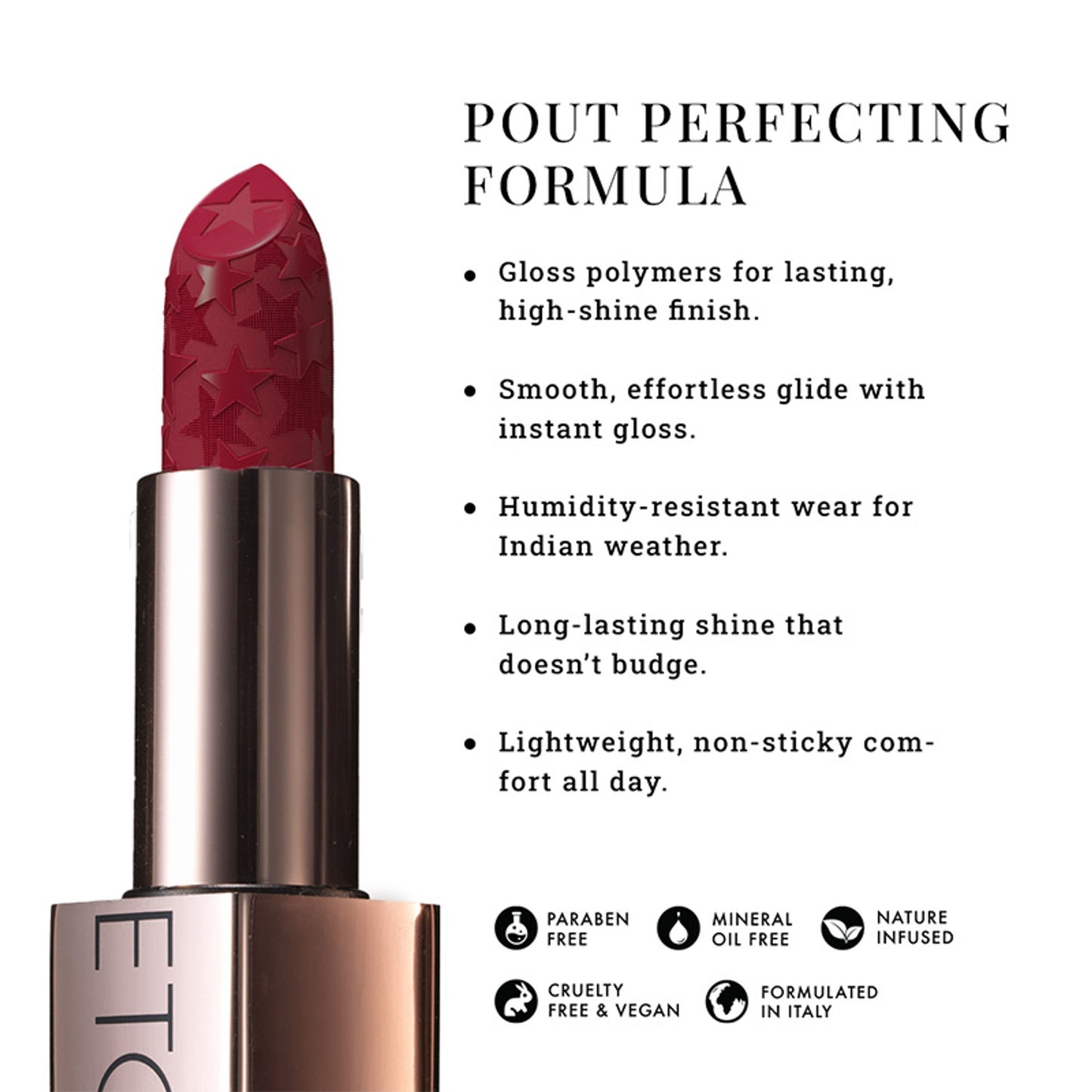 LOVETC Moisture Shine Lipstick, High Gloss, Ultra-Creamy & Non-Sticky - Cherry On Top
