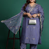 Indyancart IE Plus Size Ethnic Motifs Embroidered Sequinned Liva Kurta Set