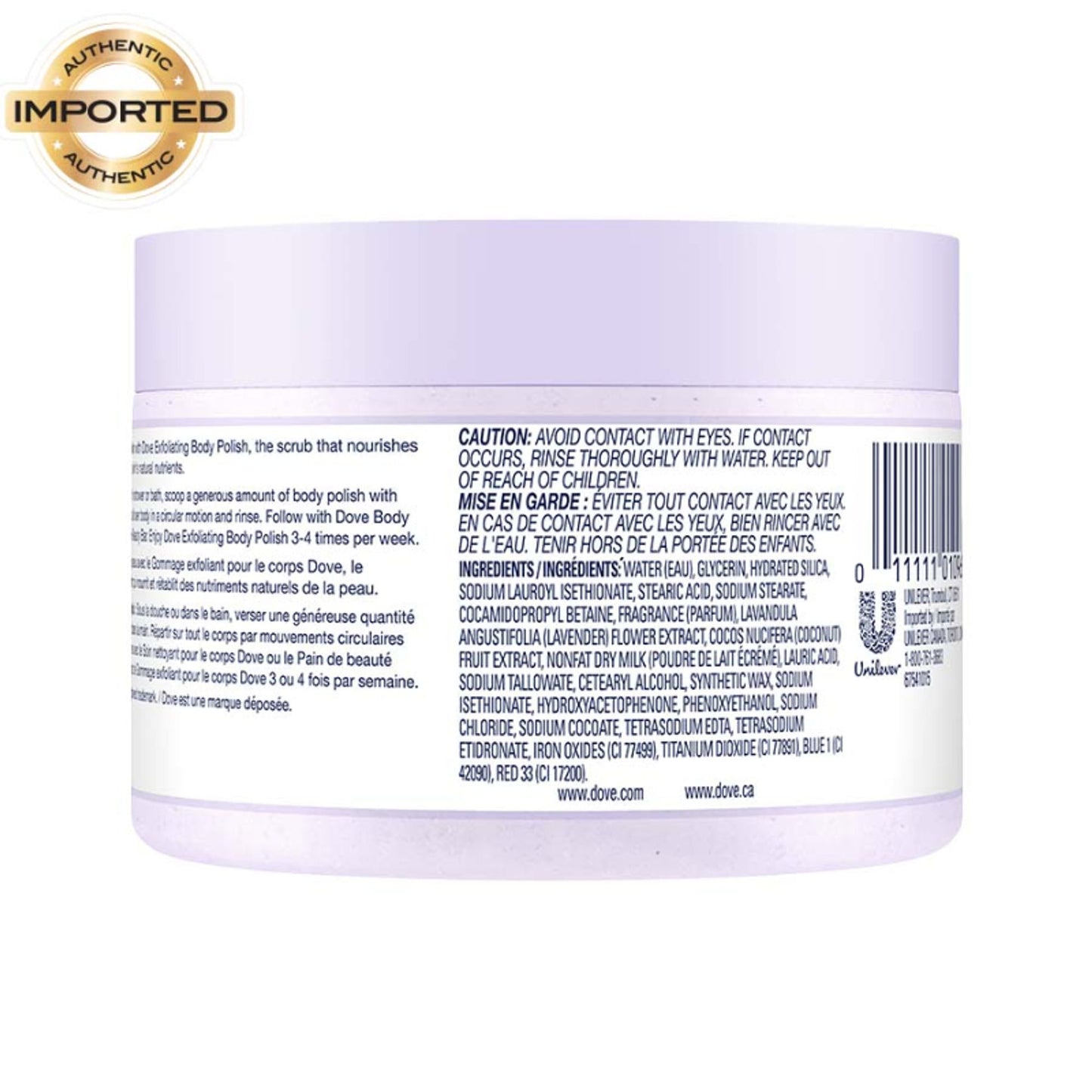 Dove Exfoliating Body Polish Scrub With Crushed Lavender And Coconut Milk