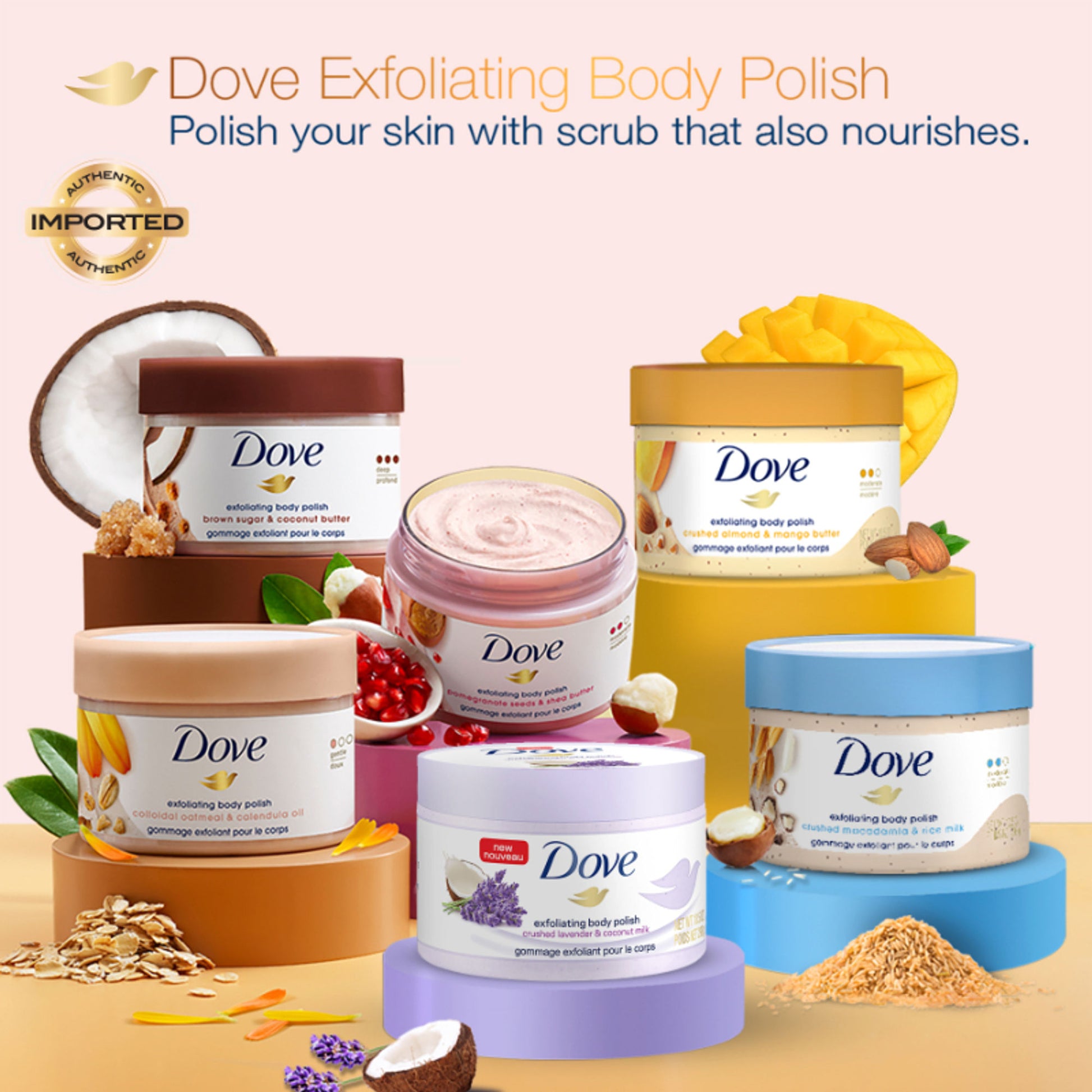 Dove Exfoliating Body Polish Scrub With Crushed Lavender And Coconut Milk