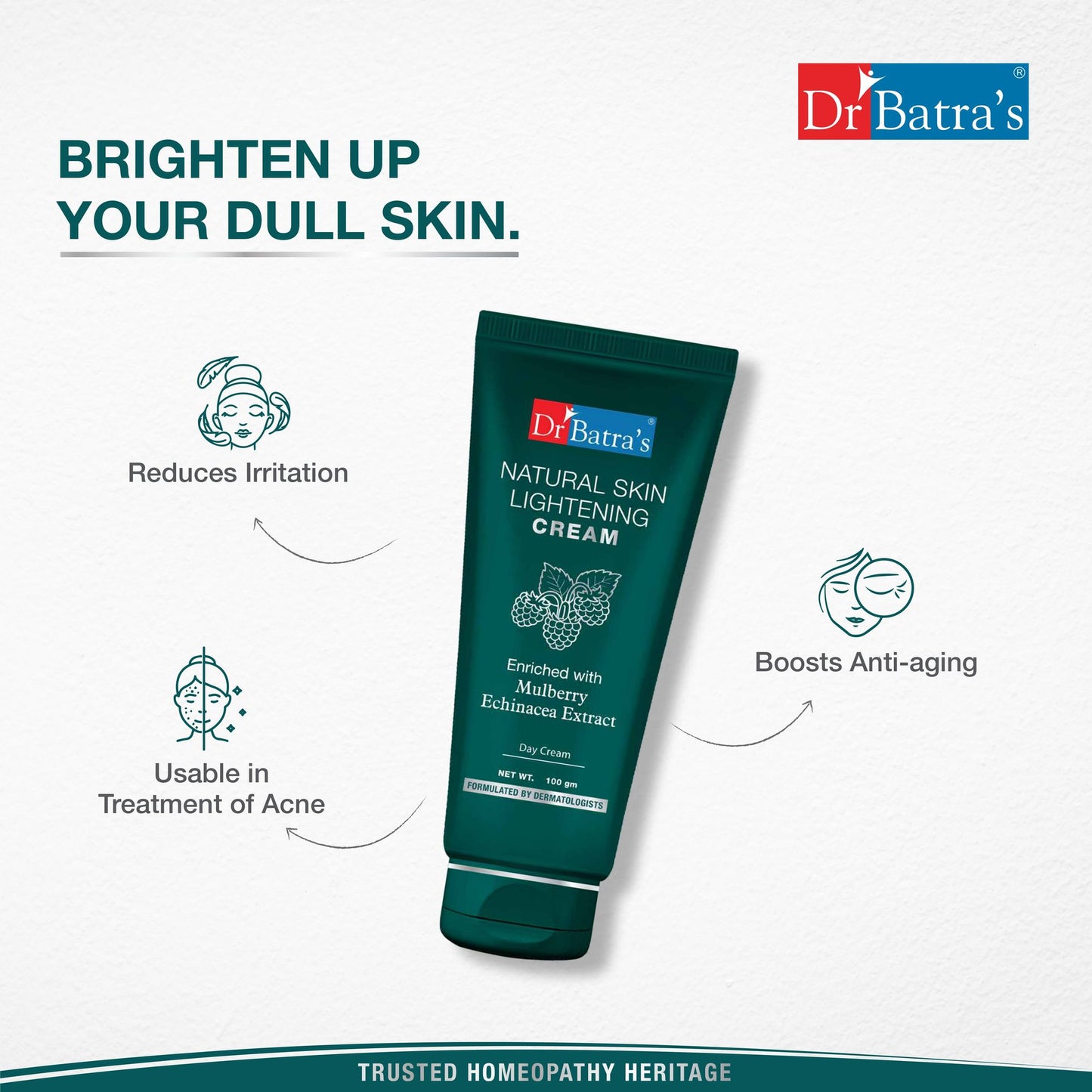 Dr Batras Natural Skin Lightening Day Cream Enriched with Mulberry Extract for Brighter skin