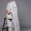 Indyancart VA Women's Lavender Ethnic Motifs Embroidered Thread Work Kurta with Trousers & With Dupatta