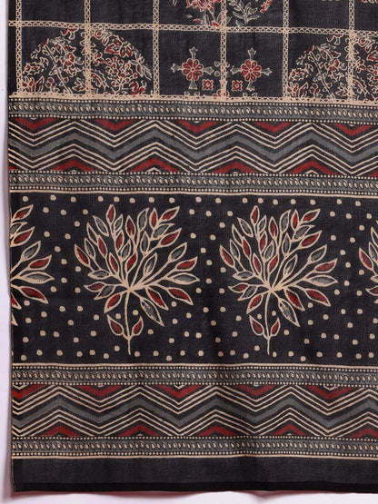 Indyancart IE Floral Printed Pure Cotton Kurta With Trousers & Dupatta