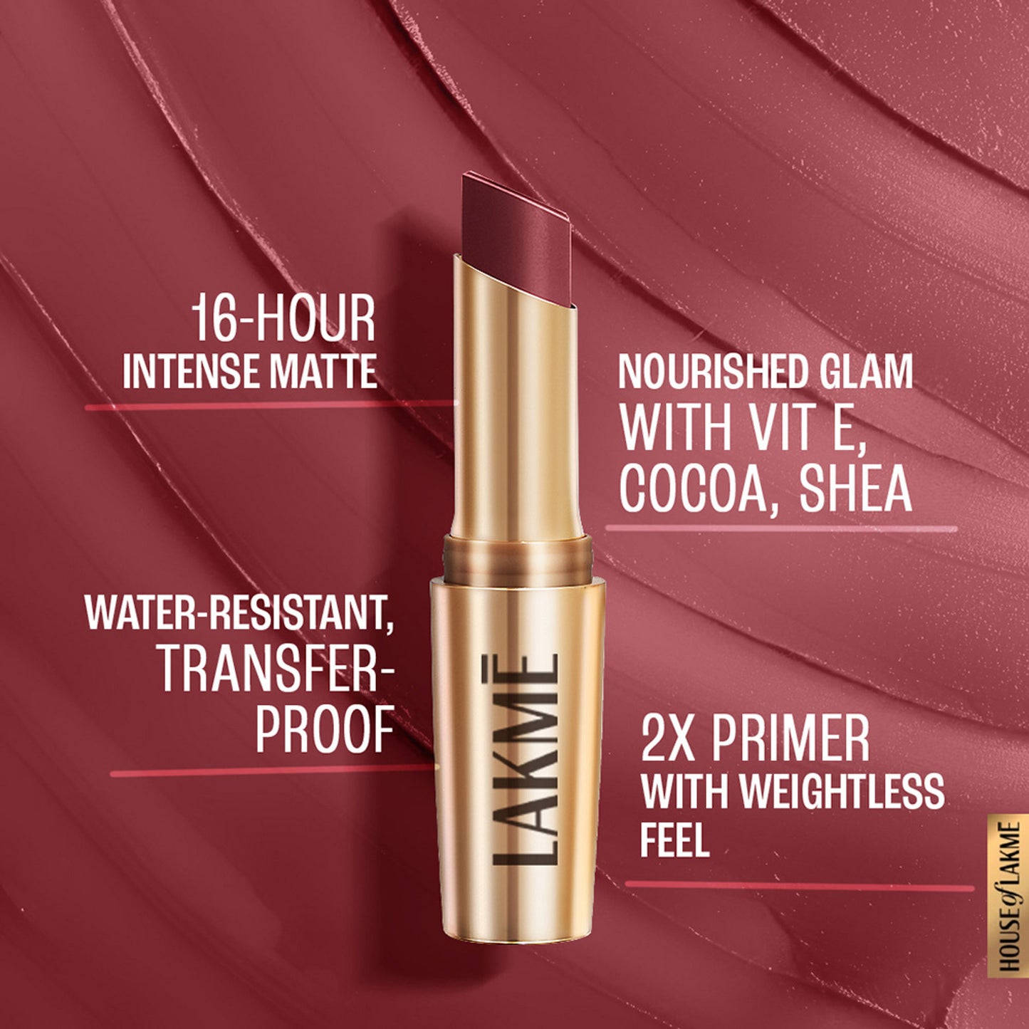 Lakme 9 To 5 Powerplay Priming Matte Lipstick, Lasts hrs - MP8 Rosy Sunday
