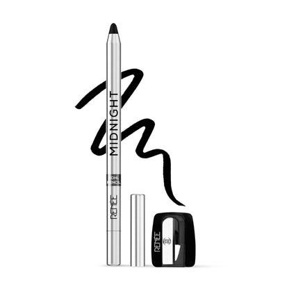RENEE Midnight Kohl Kajal With Sharpener, Waterproof, Smudge-Proof & Lasts Up To 24 Hours - Black