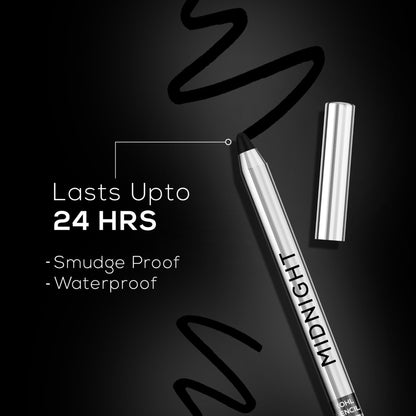 RENEE Midnight Kohl Kajal With Sharpener, Waterproof, Smudge-Proof & Lasts Up To 24 Hours - Black