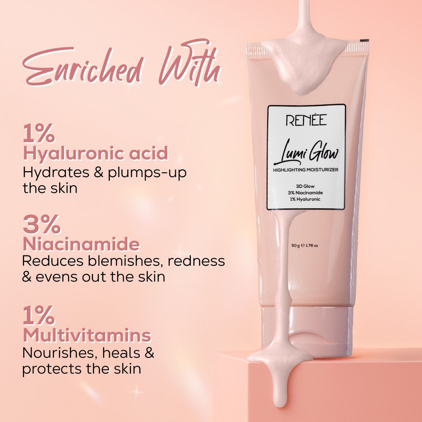 RENEE Lumi Glow Highlighting Dewy Moisturizer, Reduces Pigmentation, Hydrating & Non-Sticky
