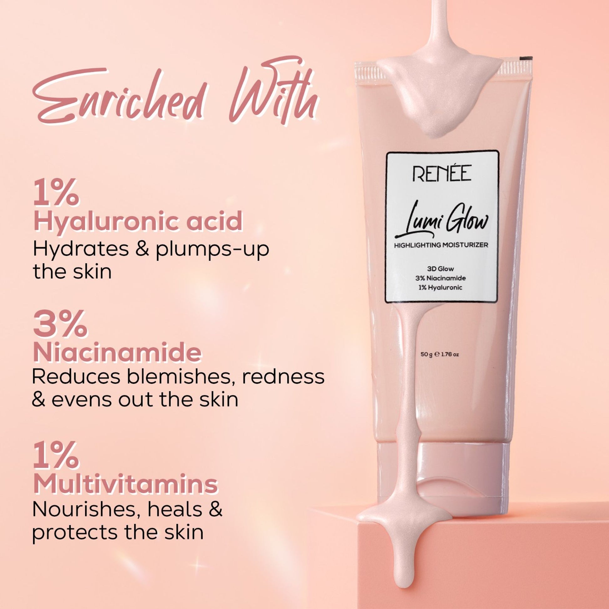 RENEE Lumi Glow Highlighting Dewy Moisturizer, Reduces Pigmentation, Hydrating & Non-Sticky