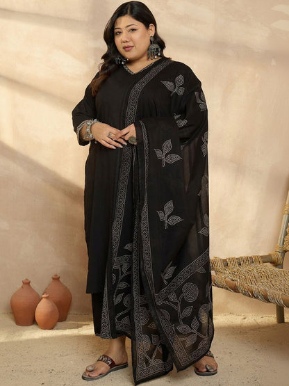 Indyancart Women's Ethnic Motifs Regular Kurta with Palazzos & With Dupatta