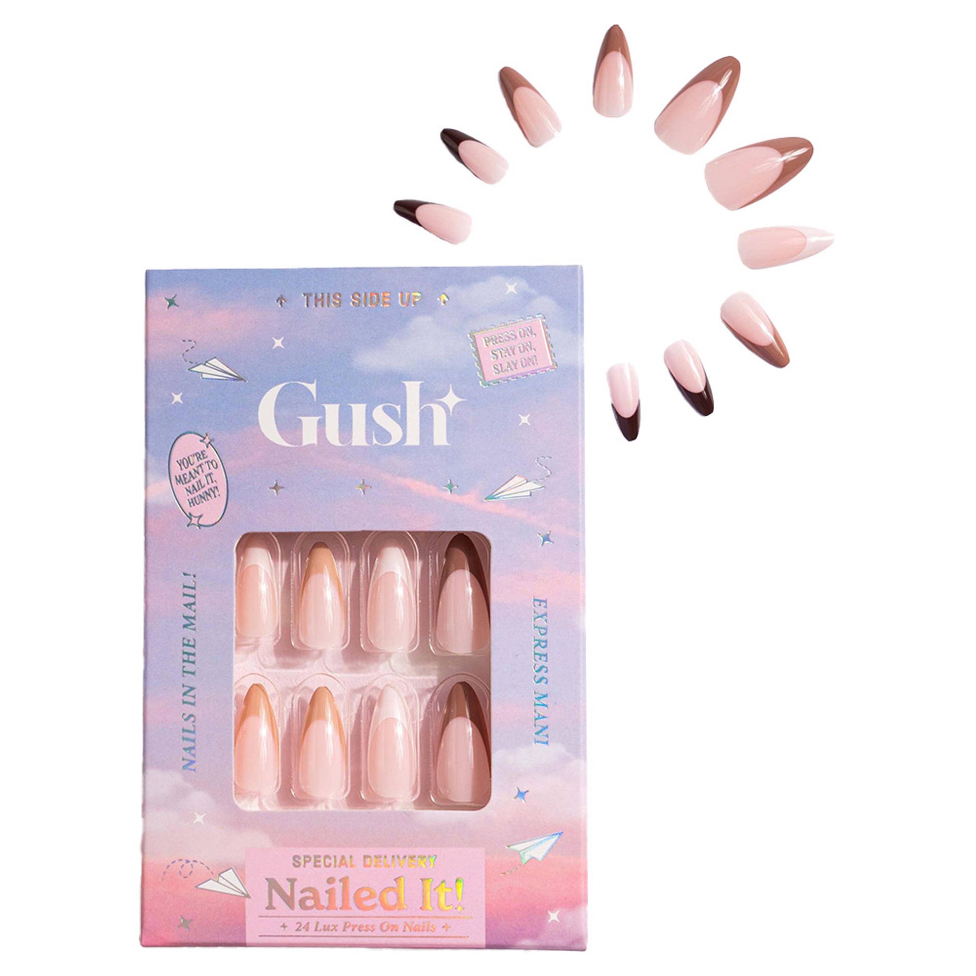 Gush Beauty Nailed It Reusable Luxury Press On Nails (Abstract Shape) - Shades Of Brown