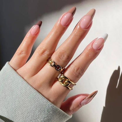Gush Beauty Nailed It Reusable Luxury Press On Nails (Abstract Shape) - Shades Of Brown