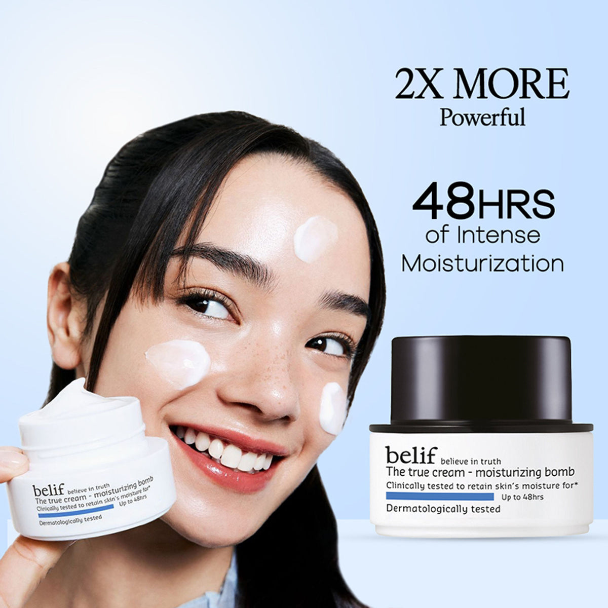 belif Moisturizing Bomb Cream vegan Korean face cream with ceramides and peptides for barrier repair, shown in the image