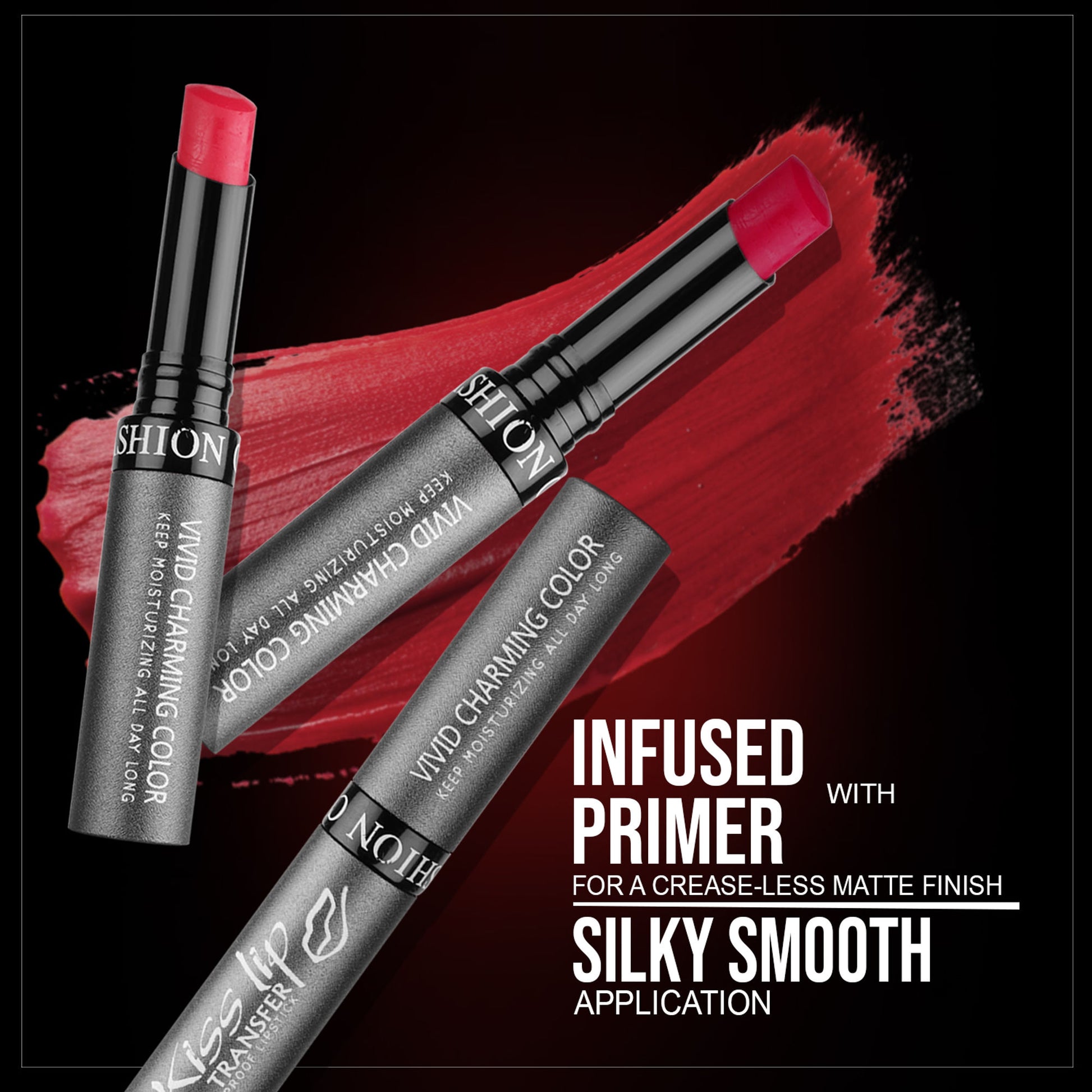 FASHION COLOUR Kiss Lip No-Transfer Lipstick - 75 Dull Red