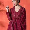 Indyancart SN Women's Floral Embroidered A-Line Pure Cotton Kurta & Trousers Kurta Set