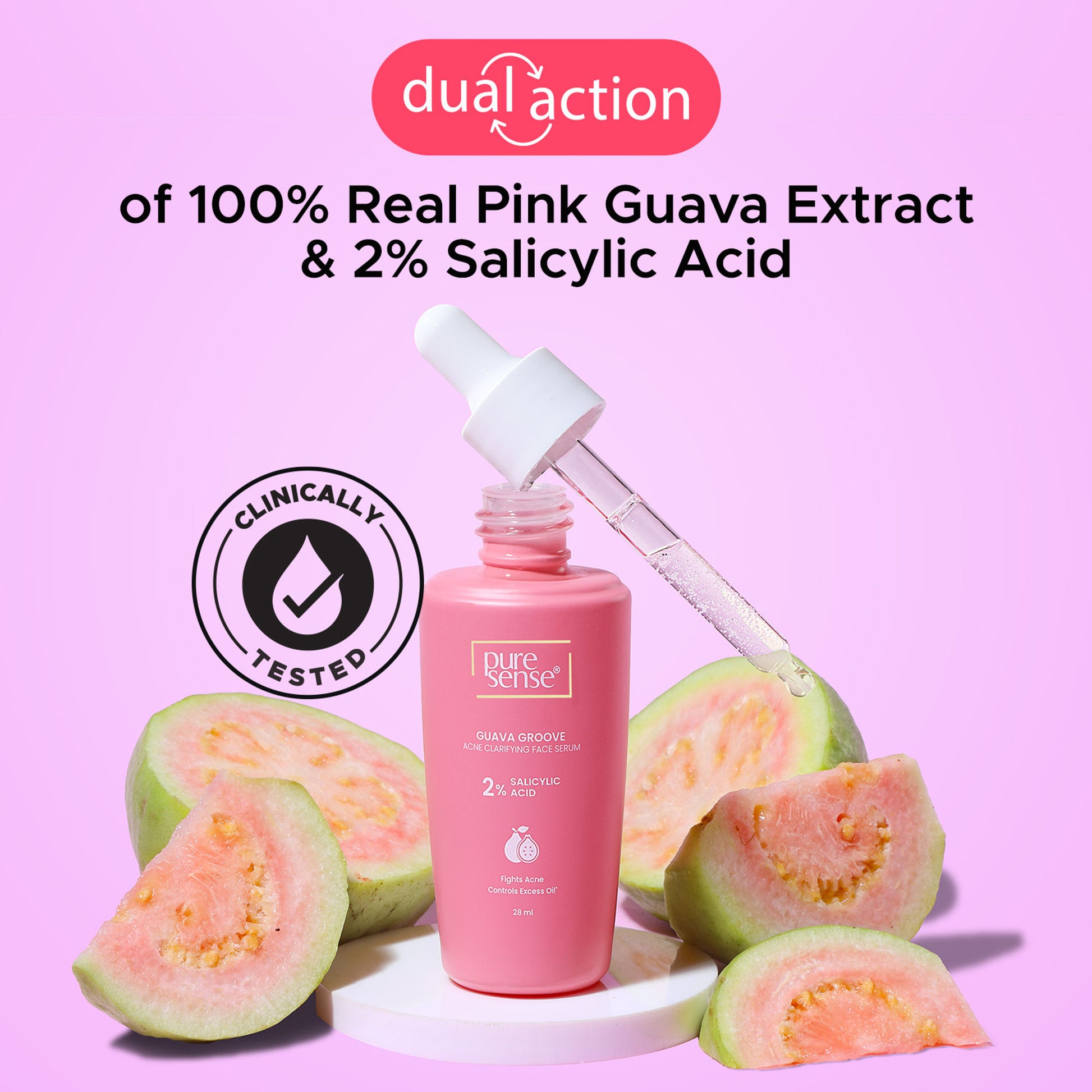 PureSense 2% Salicylic Acid Face Serum with Guava for Acne Prone Oily Skin