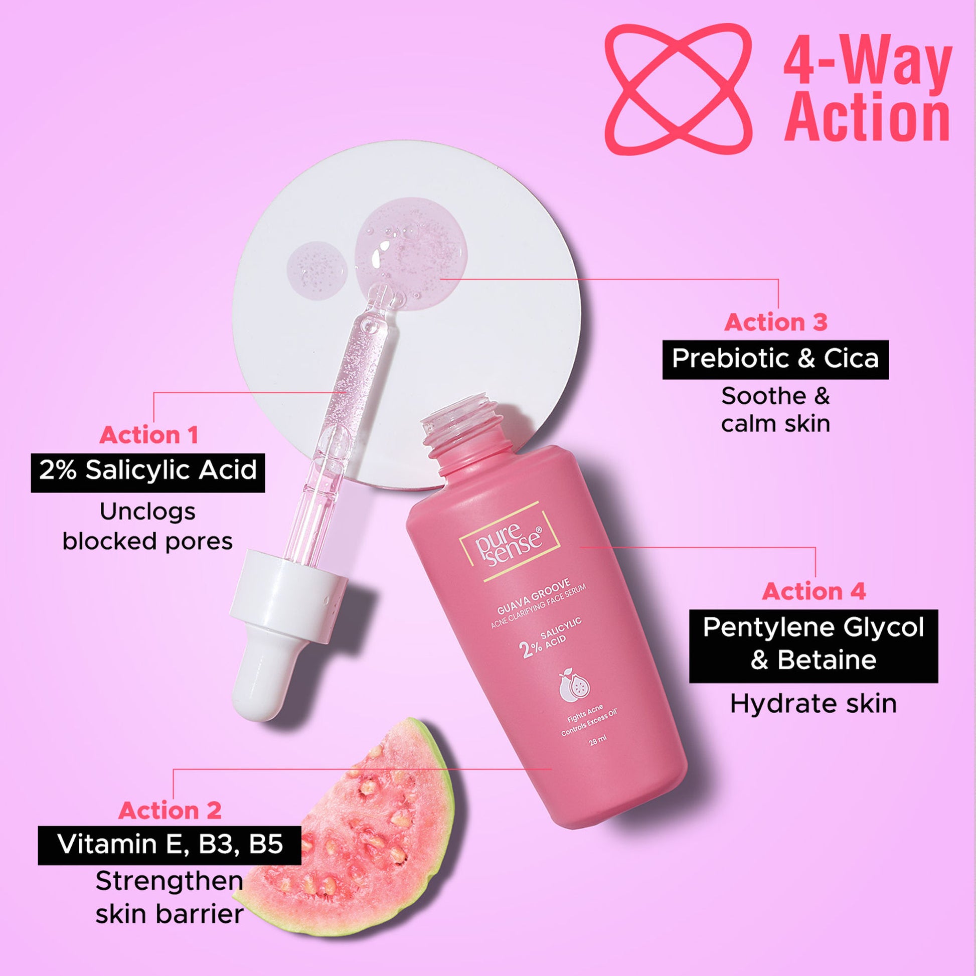 PureSense 2% Salicylic Acid Face Serum with Guava for Acne Prone Oily Skin