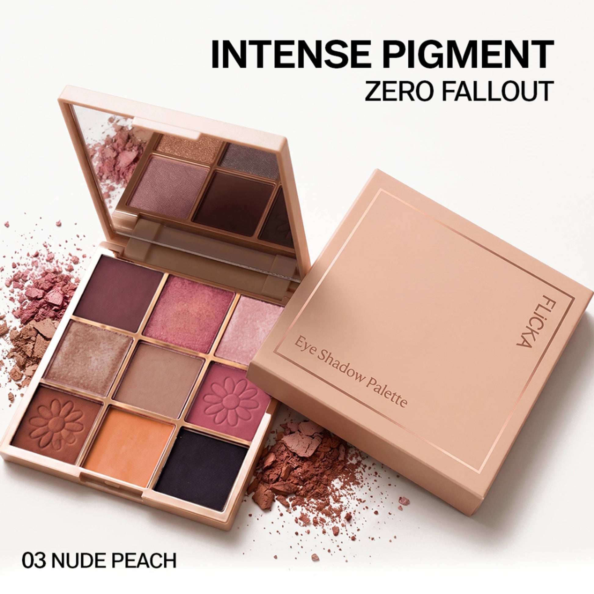 FLiCKA Eye Shadow Palette Intense Pigment Long Lasting Ultra Smooth - 03 Nude Peach