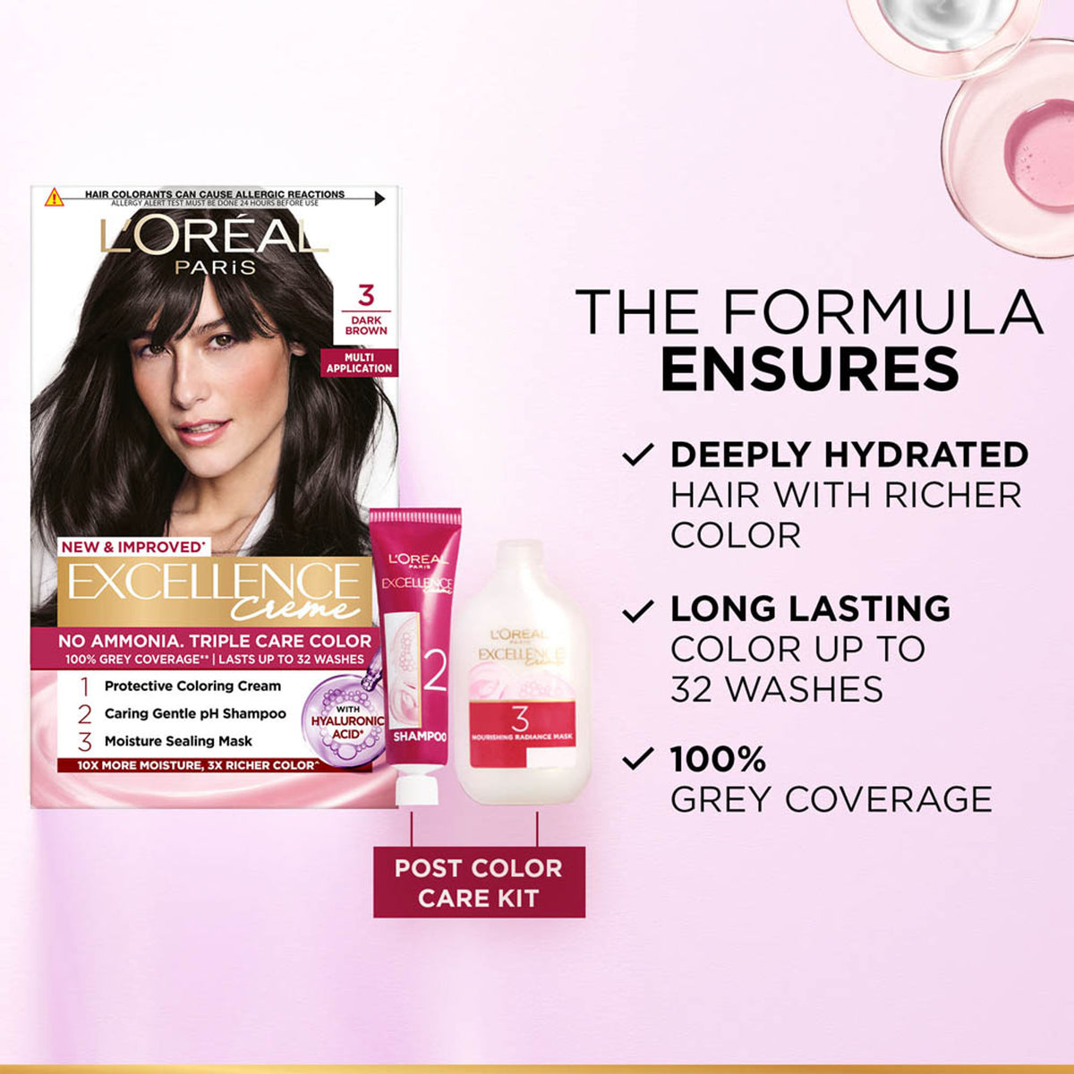 L'Oreal Paris Excellence Creme Triple Care Hair Color - 3 Dark Brown