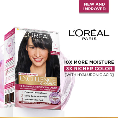 L'Oreal Paris Excellence Creme Triple Care Hair Color - 1 Black