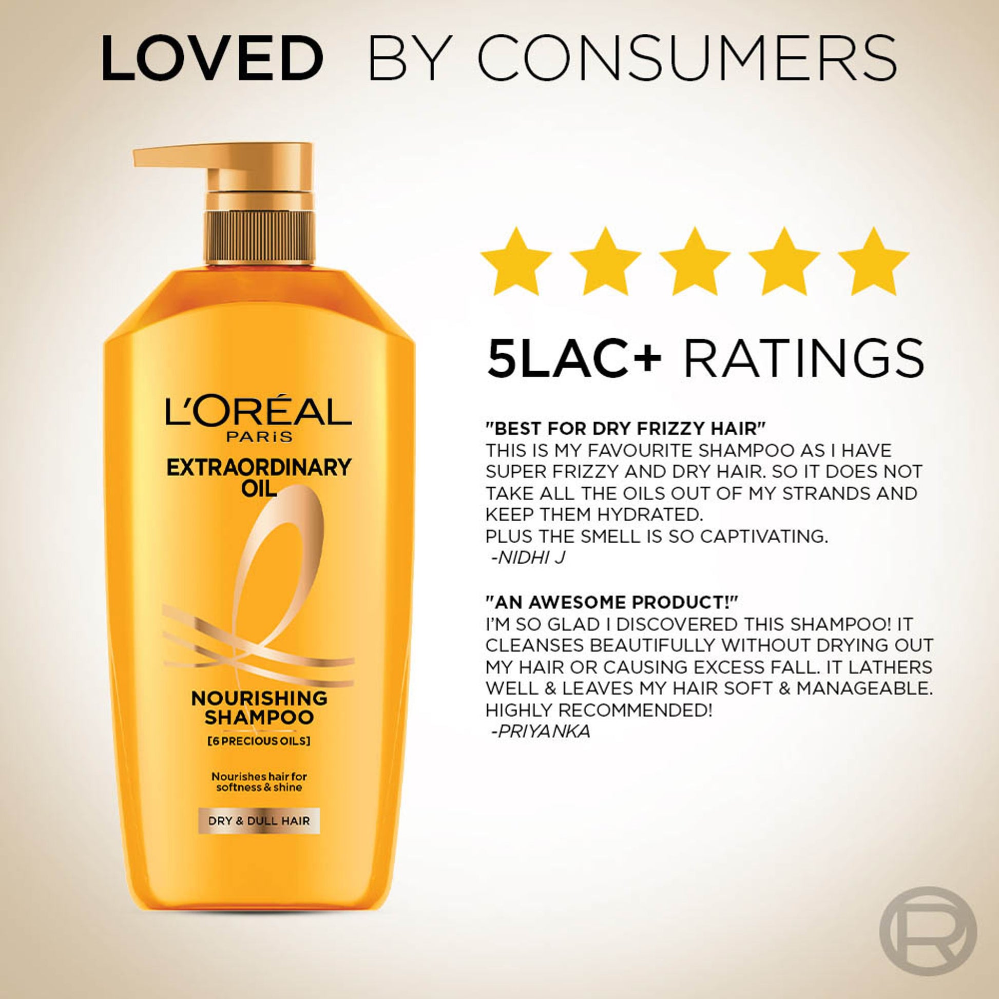 L'Oréal Paris 6 Oil Nourish Shampoo For Moisturising & Hydrating Dry & Dull Hair