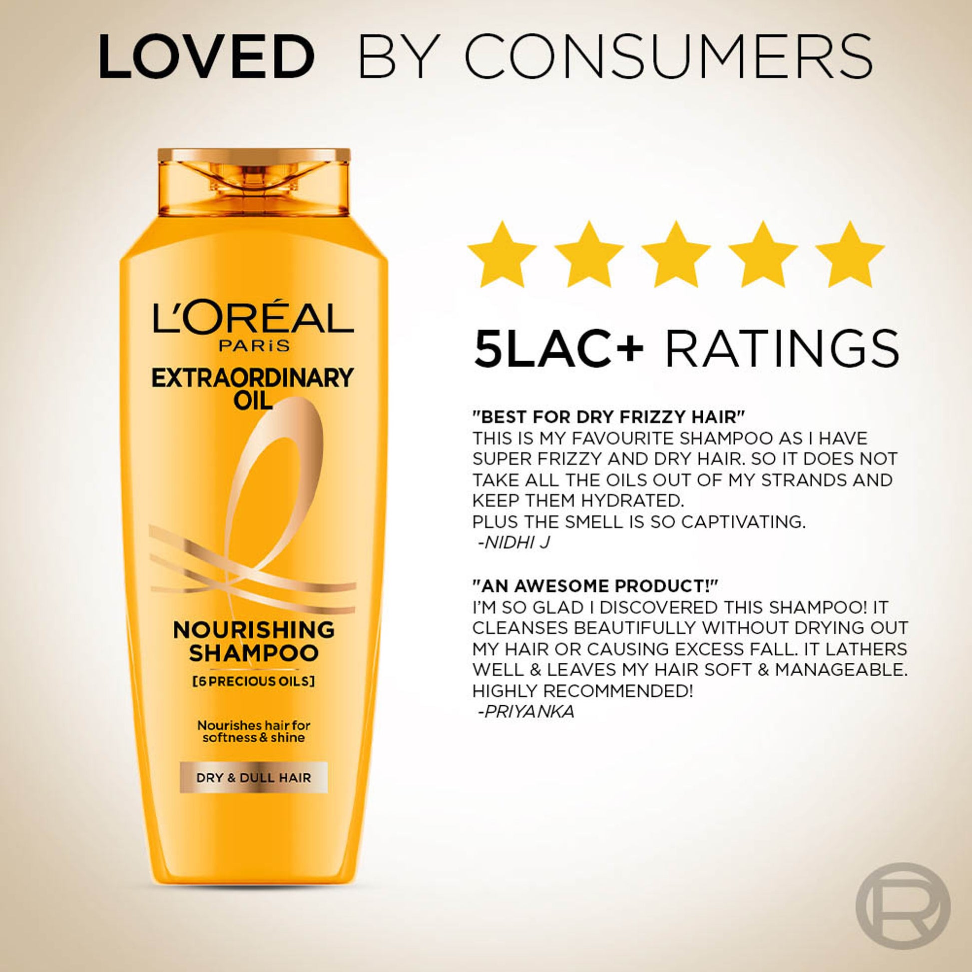 L'Oréal Paris 6 Oil Nourish Shampoo For Moisturising & Hydrating Dry & Dull Hair