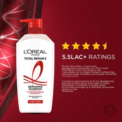 L'Oreal Paris Total Repair 5 Repairing Shampoo With Keratin XS For Damaged Hair