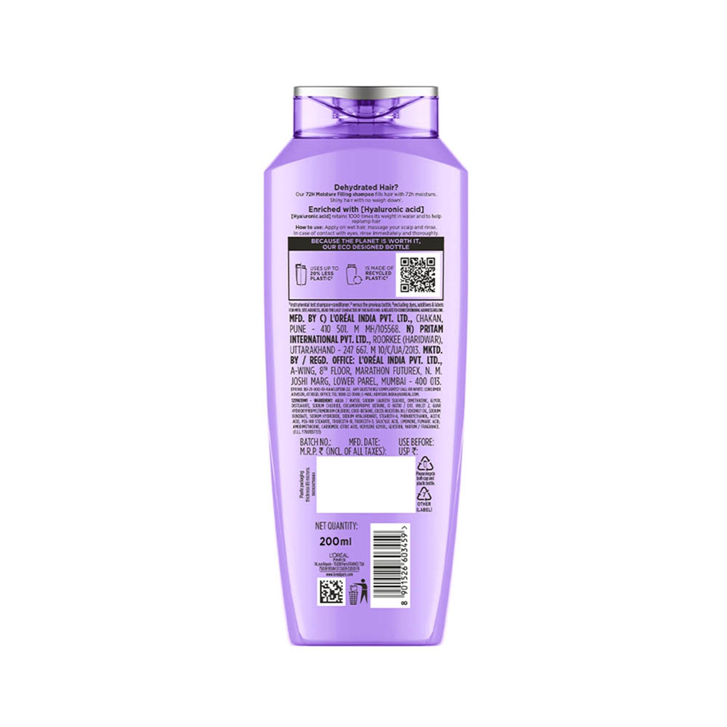 L'Oreal Paris Hyaluron Moisture Anti-frizz Shampoo With Hyaluronic Acid for 72 HR Hydrated Hair