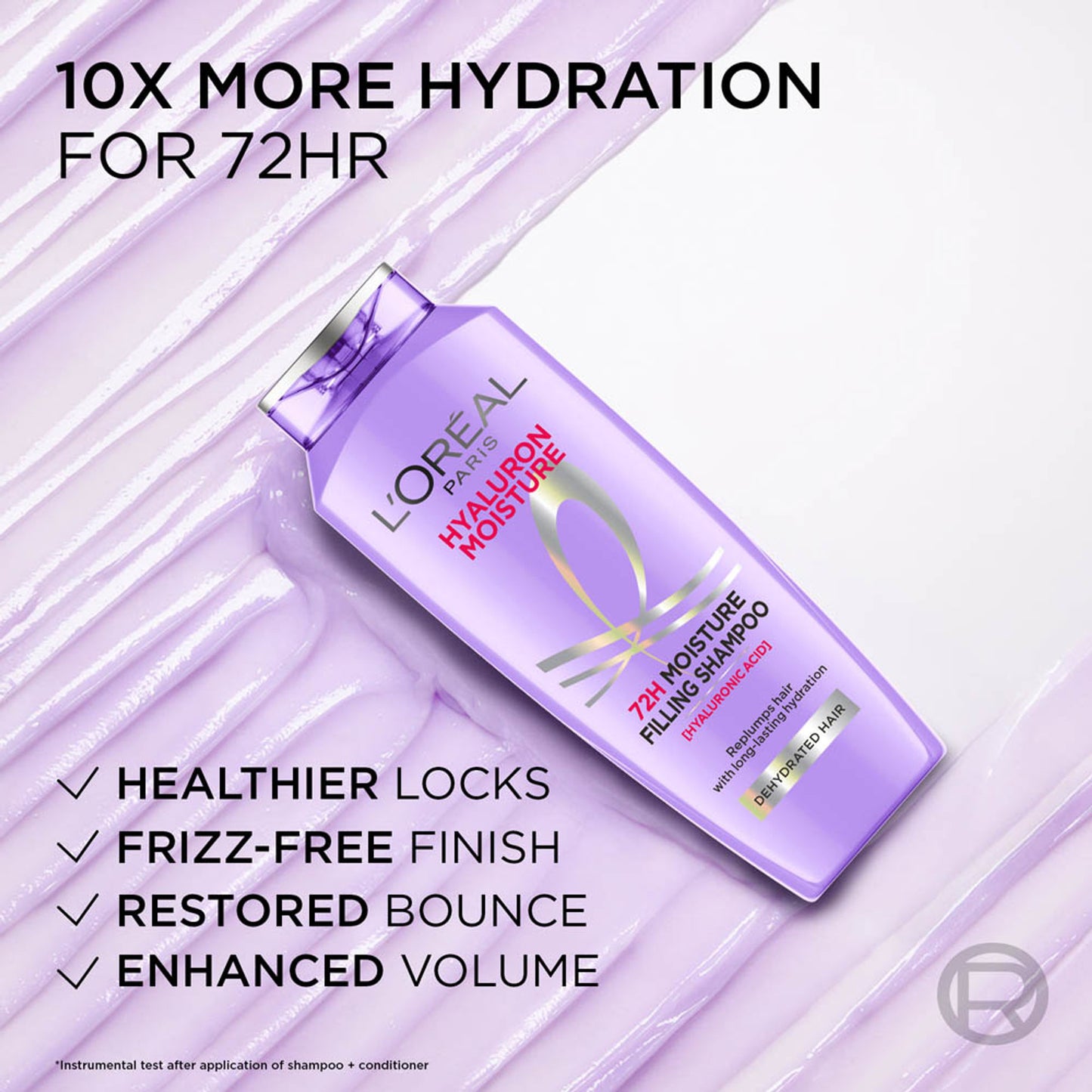 L'Oreal Paris Hyaluron Moisture Anti-frizz Shampoo With Hyaluronic Acid for 72 HR Hydrated Hair