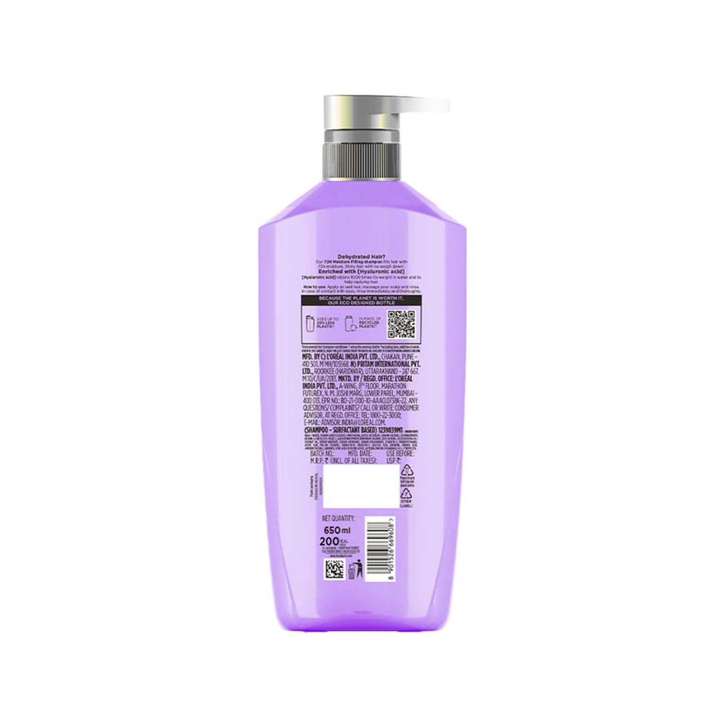 L'Oreal Paris Hyaluron Moisture Anti-frizz Shampoo With Hyaluronic Acid for 72 HR Hydrated Hair