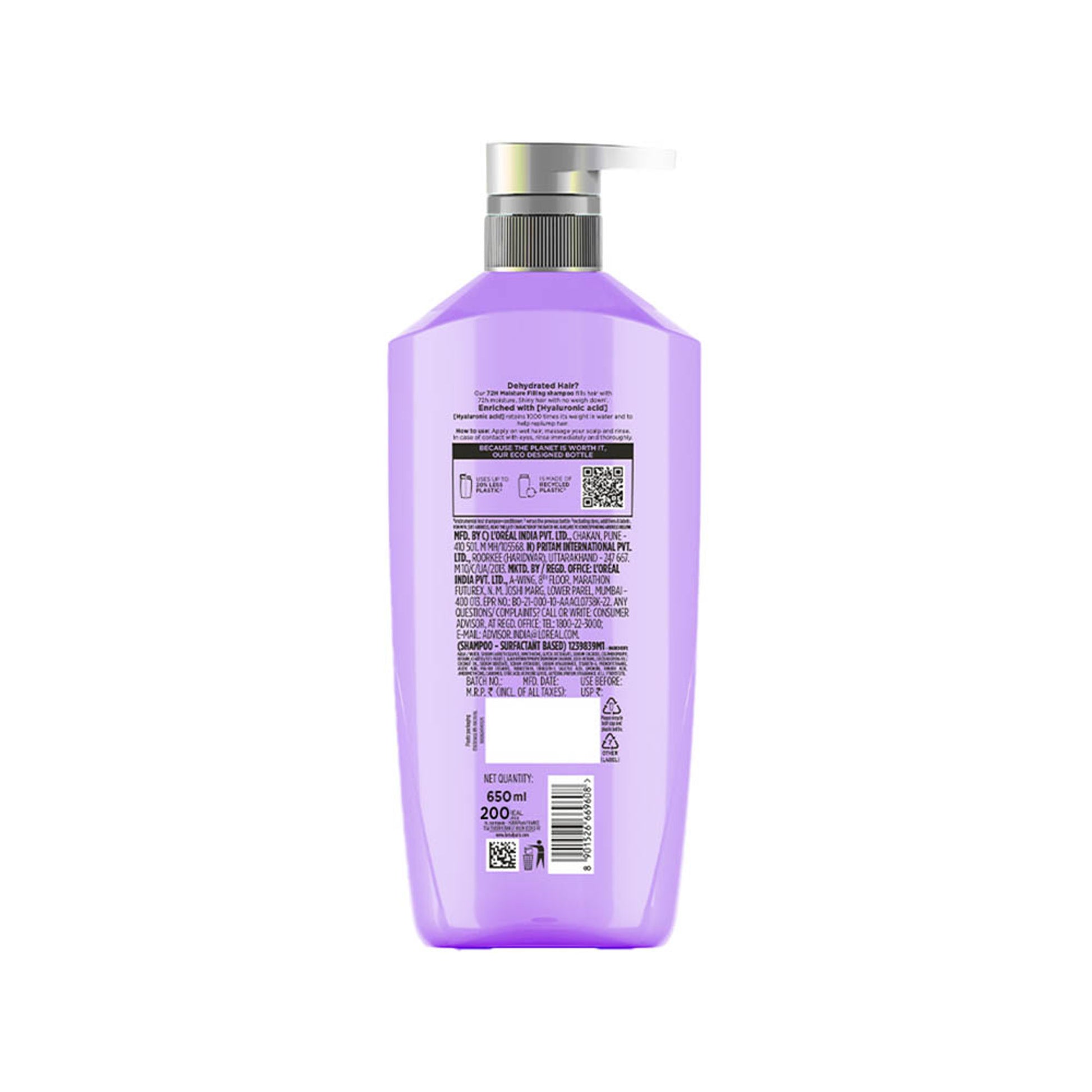 L'Oreal Paris Hyaluron Moisture Anti-frizz Shampoo With Hyaluronic Acid for 72 HR Hydrated Hair
