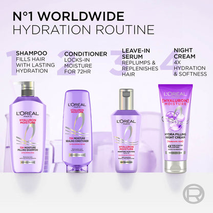 L'Oreal Paris Hyaluron Moisture Anti-frizz Shampoo With Hyaluronic Acid for 72 HR Hydrated Hair